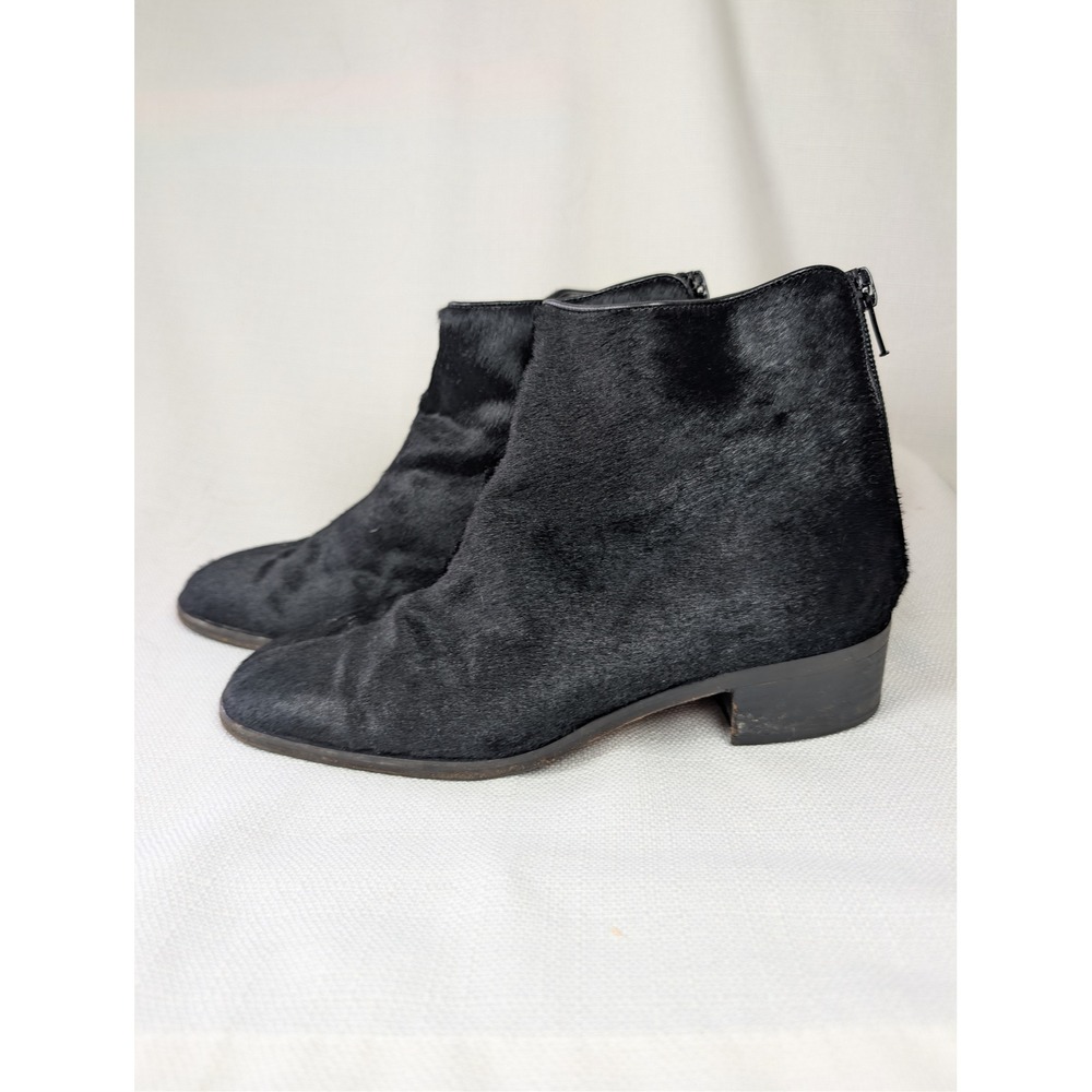 Cole Haan Italy Black Calf Hair Pony Hair Ankle Boots Women 6.5 B Square Toe